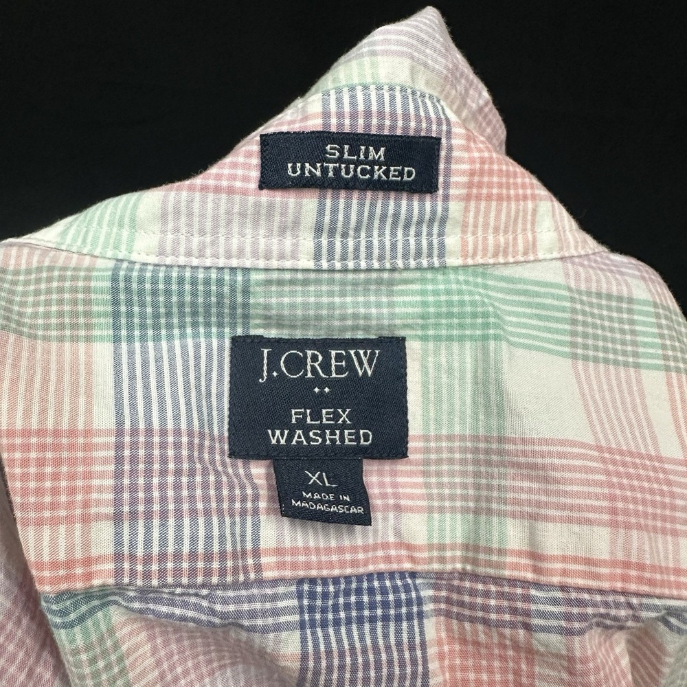 J Crew Shirt Pastel Men's Button Up Shirt XL Slim Fit Flex Washed Plaid Untucked - Picture 5 of 7